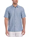 Cubavera Men's Classic-fit Linen Blend Short Sleeve Button-front Shirt In Dark Blue