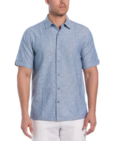 Cubavera Men's Classic-fit Linen Blend Short Sleeve Button-front Shirt In Dark Blue