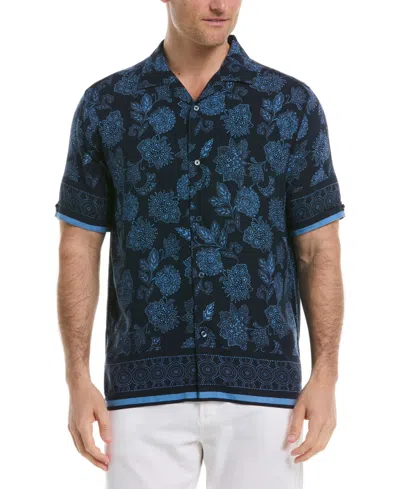 Cubavera Men's Classic-fit Textured Paisley Button-down Camp Shirt In Black