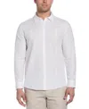 Cubavera Men's Big & Tall Linen Blend Tuck Panel Long Sleeve Button-down Shirt In White