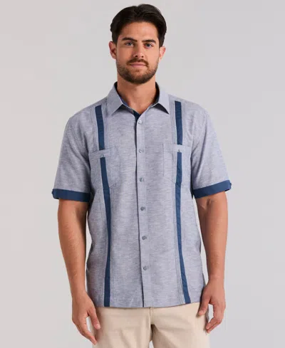 Cubavera Men's Cross-dyed Short-sleeve Pintucked Shirt In Blue