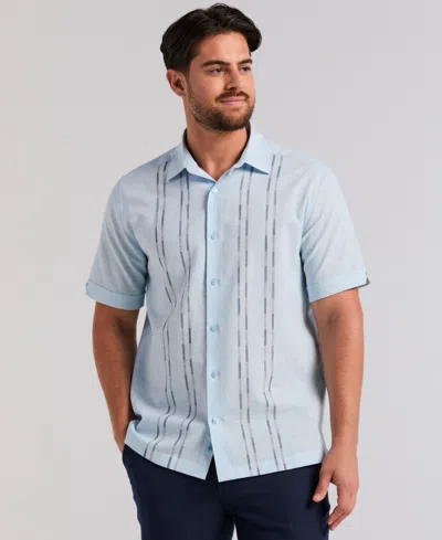 Cubavera Men's Dobby Panels Shirt In Blue