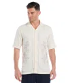 Cubavera Men's Embroidered L-shape Short Sleeve Button Down Shirt In Neutral