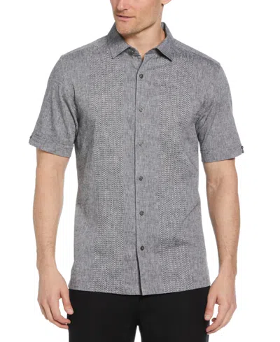 Cubavera Men's Engineered Dobby Button-down Shirt In Jet Black