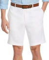 Cubavera Men's Flat Front 9" Linen Blend Shorts In Brilliant White