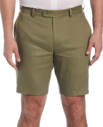 Cubavera Men's Flat Front 9" Linen Blend Shorts In Olivine