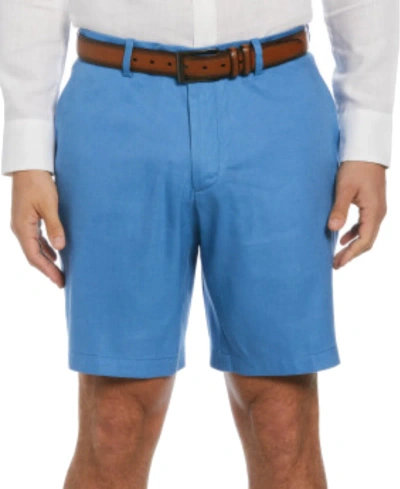 Cubavera Men's Flat Front 9" Linen Blend Shorts In Parisian Blue