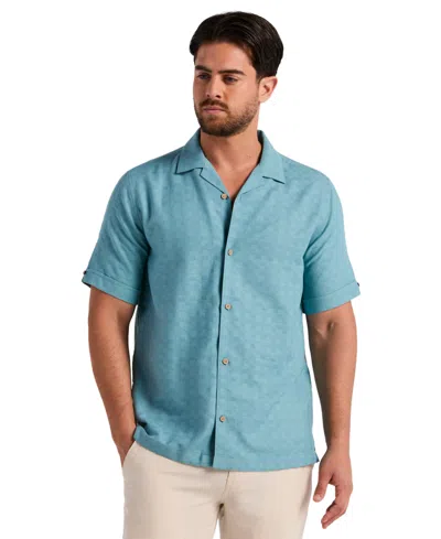 Cubavera Men's Geometric Dobby Print Shirt In Blue