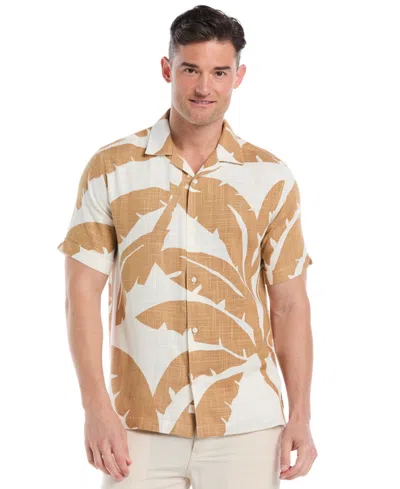 Cubavera Men's Large Palm Print Short Sleeves Shirt In Brown