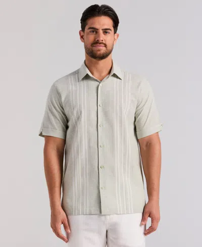 Cubavera Men's Linen Blend Dobby Panel Shirt In Multi