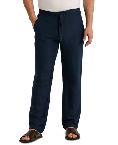 Cubavera Men's Linen Blend Drawstring Pant In Blue