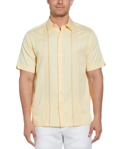 Cubavera Men's Ombre Embroidery Panel Short Sleeve Button-down Shirt In Golden Fleece