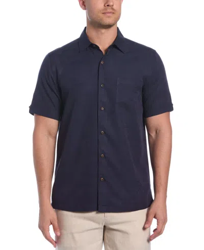 Cubavera Men's Palm Print Short-sleeve Button-down Shirt In Blue