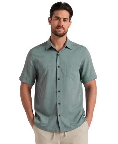 Cubavera Men's Palm Print Short-sleeve Button-down Shirt In Blue