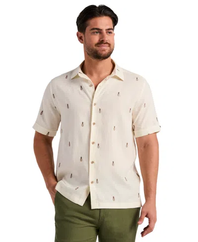 Cubavera Men's Pineapple Embroidered Shirt In White