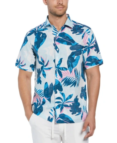 Cubavera Men's Regular-fit Linen Blend Tropical Print Short Sleeve Shirt In Brilliant