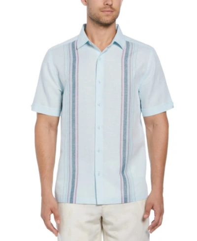 Cubavera Men's Regular-fit Multicolor Panel Linen Shirt In Blueglow