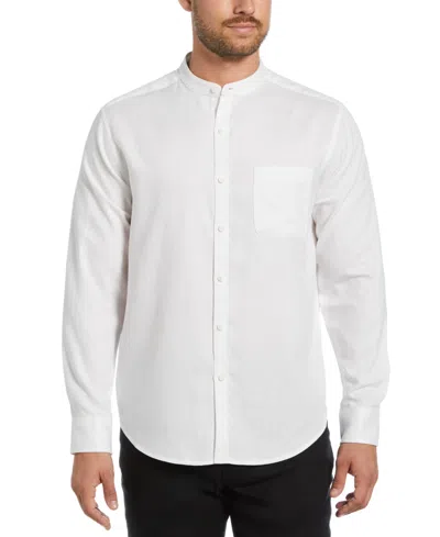 Cubavera Men's Relaxed-fit Banded Collar Long Sleeve Button-down Shirt In Brilliant White