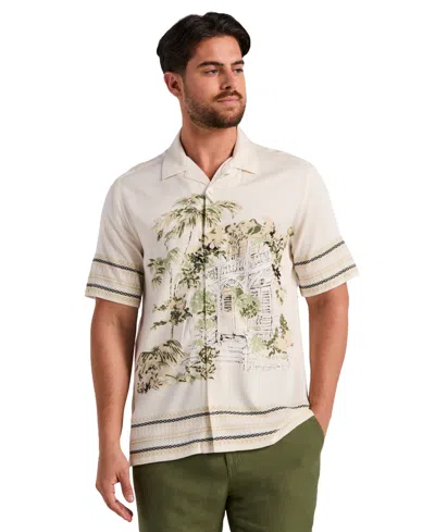 Cubavera Men's Scenic Border Printed Shirt In White