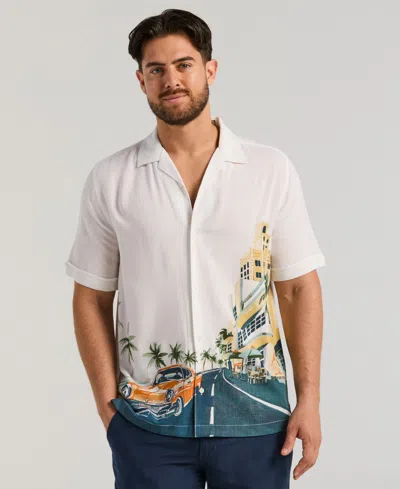 Cubavera Men's Scenic Print Shirt In White