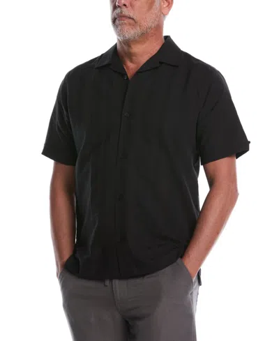 Cubavera Men's Seersucker Stripe Short Sleeves Shirt In Black