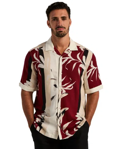 Cubavera Men's Short Sleeve Button-front Floral Print Camp Shirt In Brown