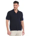 Cubavera Men's Short Sleeve Camp Collar Sweater Button-front Shirt In Blue