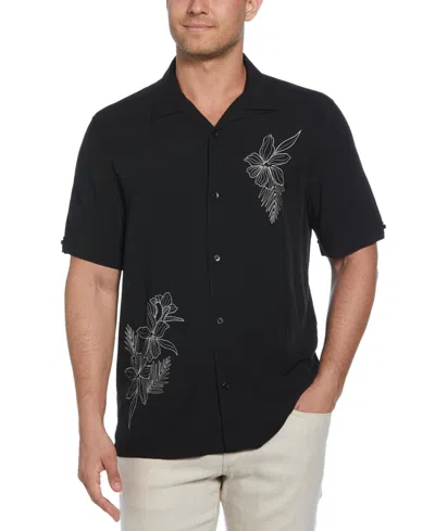Cubavera Men's Short Sleeve Embroidered Floral Button-front Camp Shirt