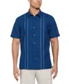 Cubavera Men's Short Sleeve Panel Button-front Camp Shirt In Blue