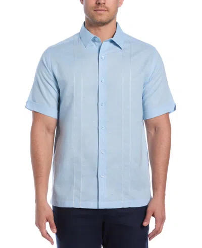 Cubavera Men's Short Sleeve Panel Button-front Camp Shirt In Clear Sky