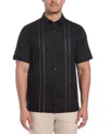 Cubavera Men's Short Sleeve Panel Button-front Linen Camp Shirt In Black