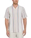 Cubavera Men's Short Sleeve Striped Panel Button-front Camp Shirt