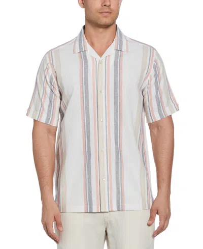 Cubavera Men's Short Sleeve Striped Panel Button-front Camp Shirt