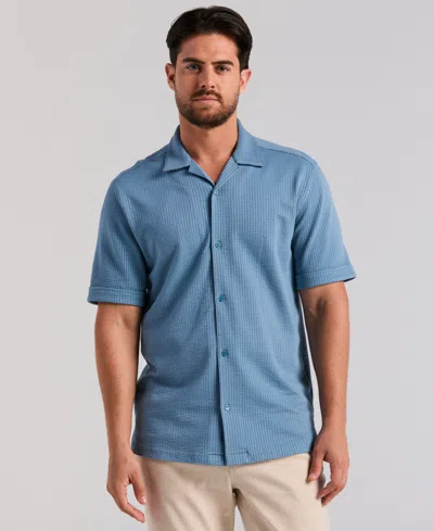 Cubavera Men's Short-sleeve Seersucker Knit Shirt In Blue