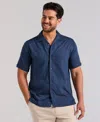 Cubavera Men's Solid Textured Camp Collar Shirt In Blue