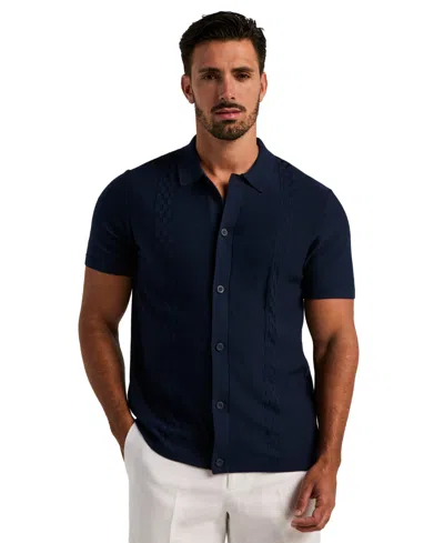 Cubavera Men's Stripe Short-sleeve Shirt In Blue
