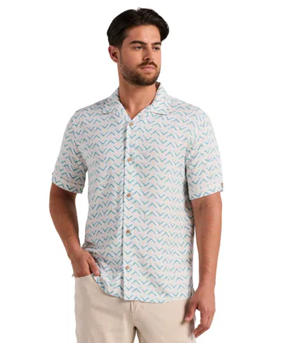 Cubavera Men's Textured Geometric Print Shirt In Brown