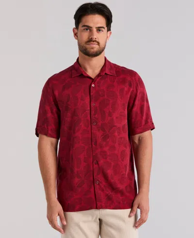Cubavera Men's Tonal Floral Print Shirt In Burgundy