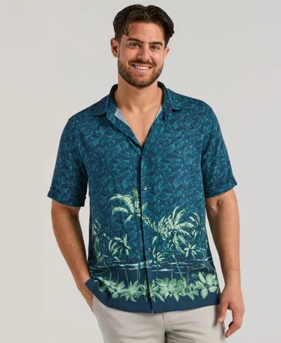 Cubavera Men's Tropical Horizon Print Shirt In Gray