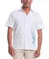 Cubavera Men's Tropical Placement Print Short Sleeve Button-front Shirt In White