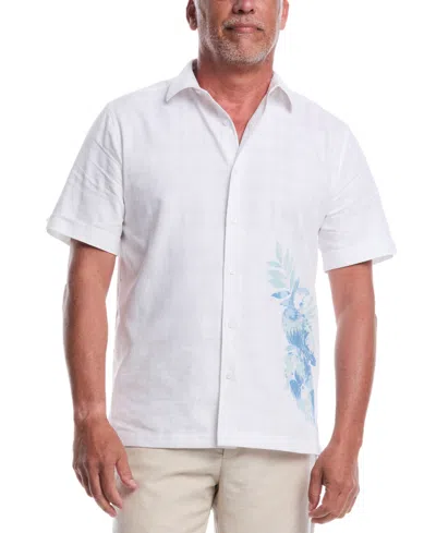 Cubavera Men's Tropical Placement Print Short Sleeve Button-front Shirt In White