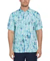 Cubavera Men's Watercolor Stripe Print Short Sleeve Button-down Shirt In Bayou