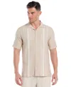 Cubavera Men's Yarndye Panels Dobby Short Sleeve Button Down Shirt In Brown