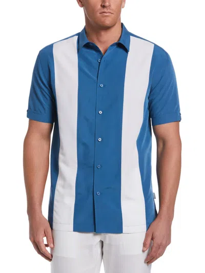 Cubavera Mens Printed Viscose Button-down Shirt In Blue