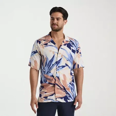 Cubavera Mens Short Sleeve Classic Fit Button-down Shirt In Blue