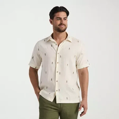 Cubavera Mens Short Sleeve Classic Fit Button-down Shirt In White