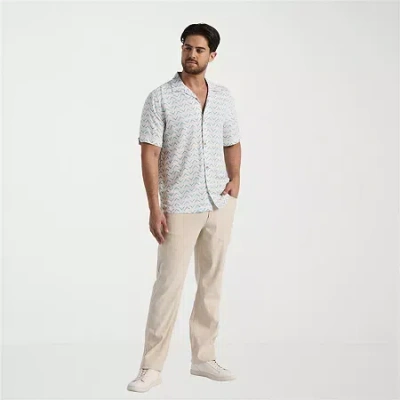 Cubavera Mens Short Sleeve Classic Fit Button-down Shirt In White