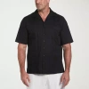 Cubavera Mens Short Sleeve Regular Fit Big And Tall Button-down Shirt In Black