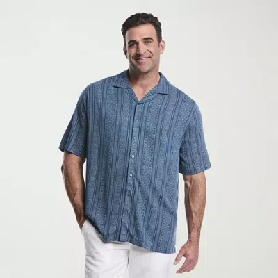 Cubavera Mens Short Sleeve Regular Fit Big And Tall Button-down Shirt In Blue