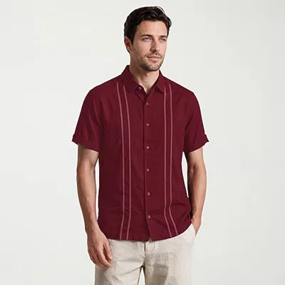 Cubavera Mens Short Sleeve Regular Fit Button-down Shirt In Red